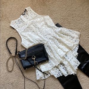 NWT lace peplum high-low top